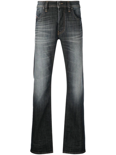 Shop Diesel Faded Bootcut Jeans In Blue