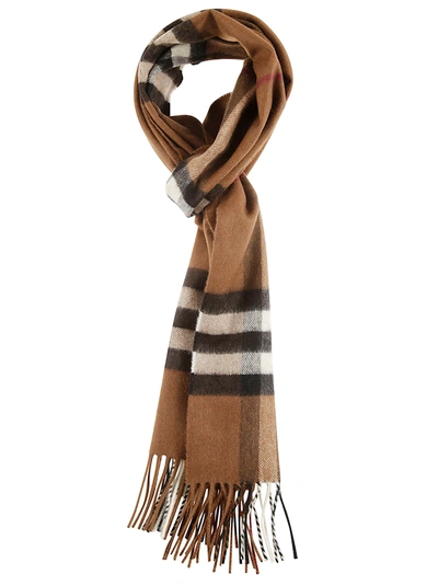 Shop Burberry Giant Check Cashmere Scarf In Birch Brown