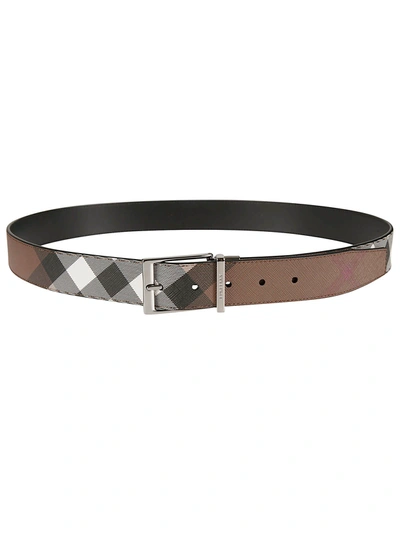 Shop Burberry Louis Belt In Dark Birch Brown/black