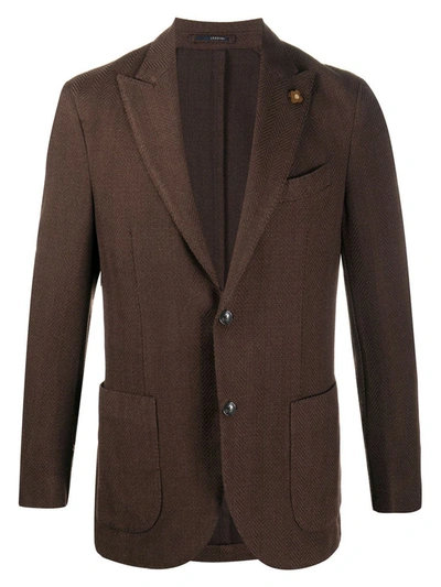Shop Lardini Brown Wool Blend Blazer In Testa Di Moro