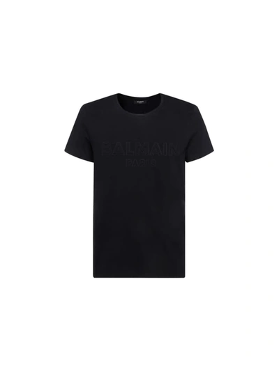 Shop Balmain Embossed T-shirt In Pa Noir