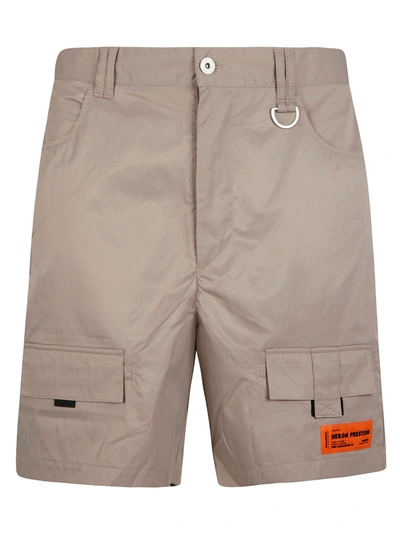 Shop Heron Preston Logo Patched Cargo Shorts In Taupe