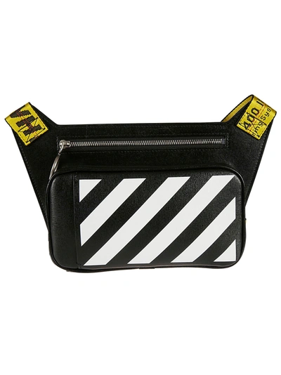 Shop Off-white Diag Leather Crossbody Bag In Black/white