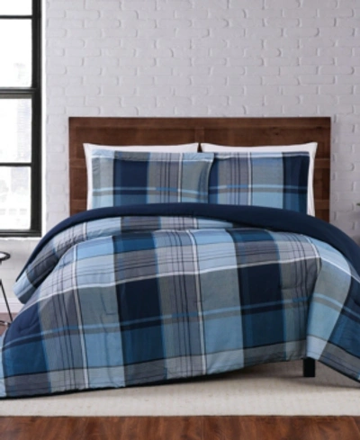 Shop Truly Soft Trey Plaid Full/queen Comforter Set In Blue