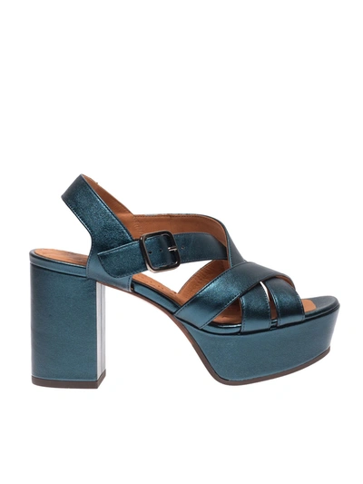 Shop Chie Mihara Derlis Sandals In Laminated Oil Blue