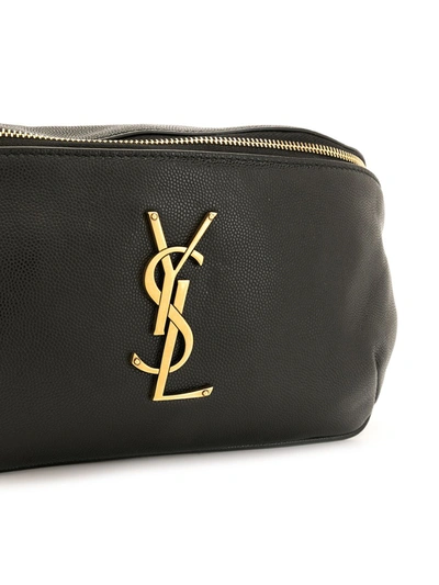 Pre-owned Saint Laurent Ysl Plaque Belt Bag In Black