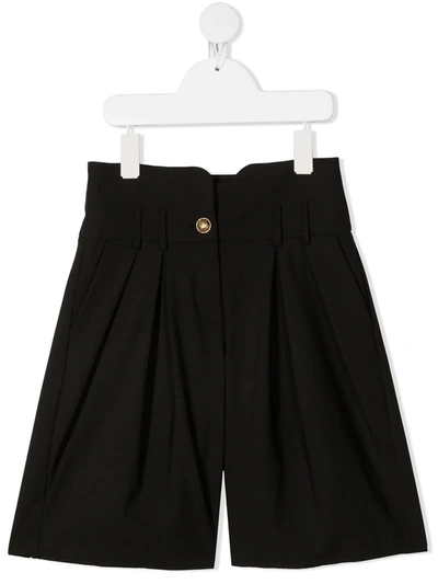 Shop Balmain Wide Leg Tailored Shorts In Black