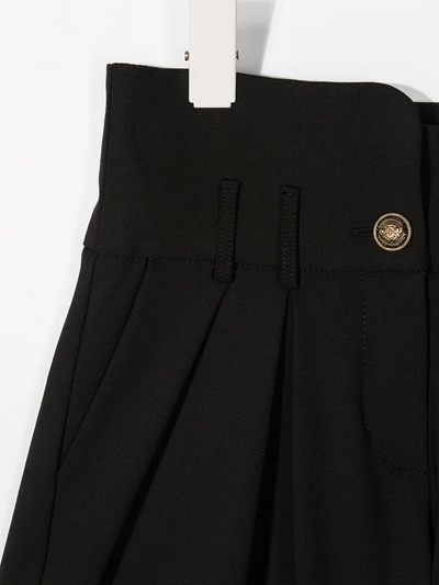 Shop Balmain Wide Leg Tailored Shorts In Black