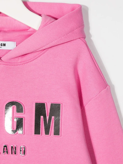Shop Msgm Logo Print Hoodie In Pink