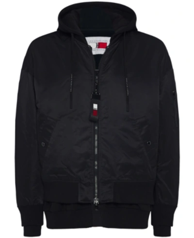 Shop Tommy Hilfiger Men's Lewis Hamilton Bomber Jacket With Detachable Hood In Black