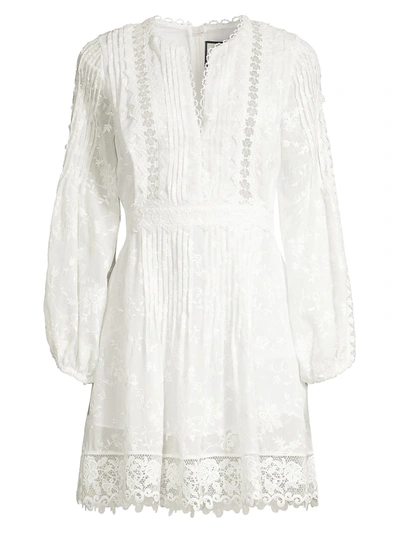 Shop Alexis Women's Artemis Plisse Lace Silk-blend A-line Tunic Dress In White