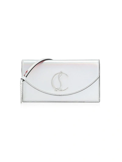 Shop Christian Louboutin Women's Loubi54 Iridescent Leather Clutch In Silver