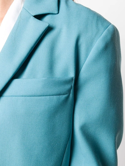 Shop Marni Contrasted Back Slim-fit Blazer In Blue