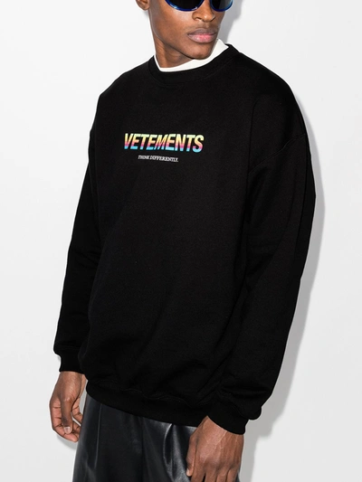 Shop Vetements Logo Print Sweatshirt In Black