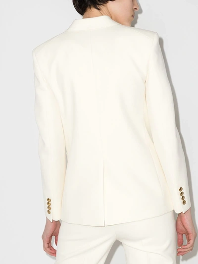 Shop Saint Laurent Double-breasted Wool Blazer In White