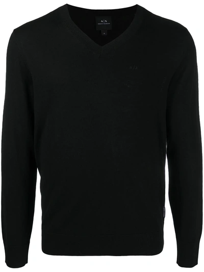 Shop Armani Exchange Fine Wool Jumper In Black
