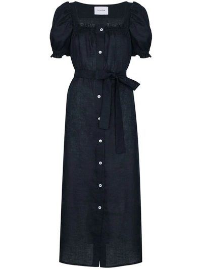 方领中长连衣裙