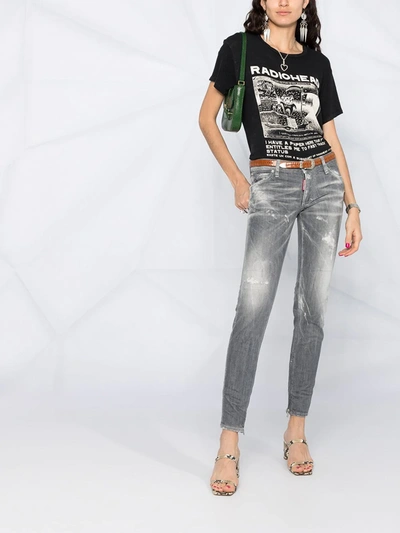 Shop Dsquared2 Distressed Skinny Jeans In Grey