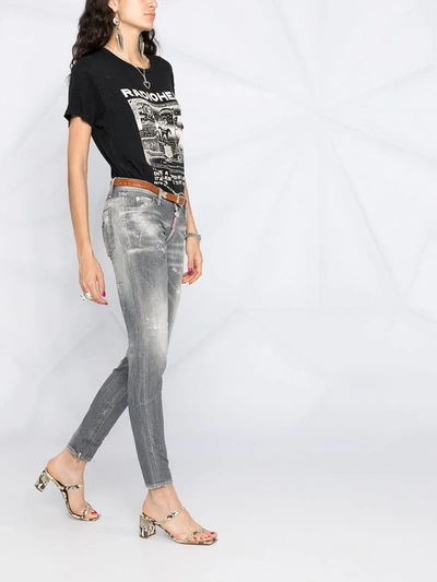 Shop Dsquared2 Distressed Skinny Jeans In Grey