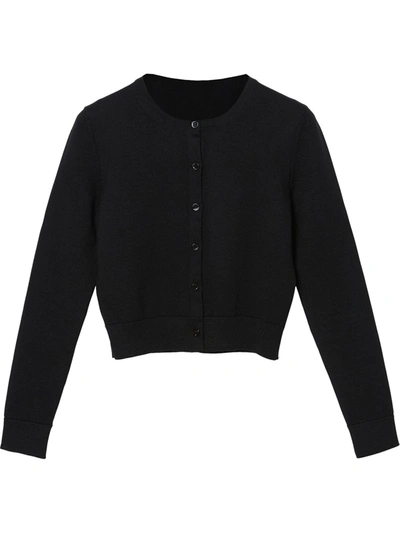 Shop Carolina Herrera Cropped Knitted Cardigan In Black