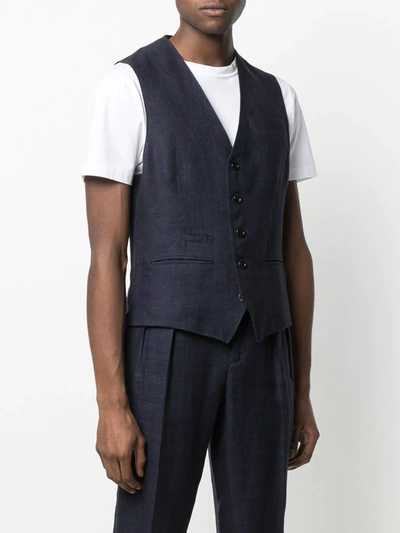 Shop Brunello Cucinelli Button Up Waistcoat In Blue