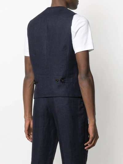 Shop Brunello Cucinelli Button Up Waistcoat In Blue