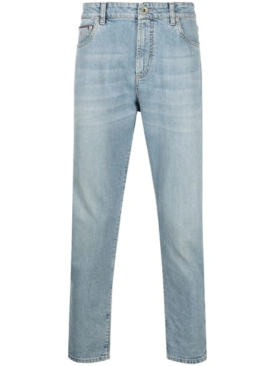 Shop Brunello Cucinelli Straight-leg Cropped Jeans In Blue