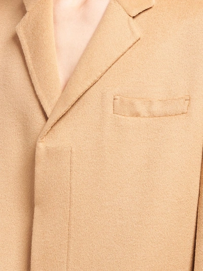 Shop Prada Single-breasted Cashmere Coat In Brown
