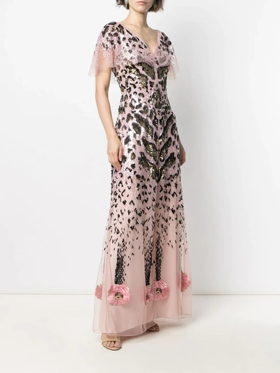 Shop Temperley London Candy Sequin Long Dress In Pink