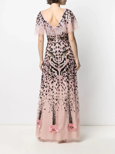 Shop Temperley London Candy Sequin Long Dress In Pink
