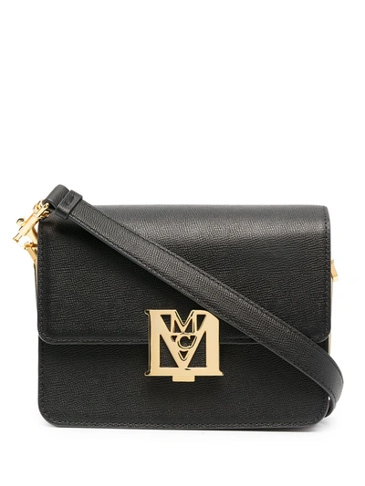 Shop Mcm Mena Visetos Shoulder Bag In Black