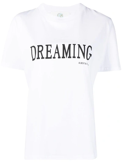 Shop Alberta Ferretti Slogan-print Cotton T-shirt In White