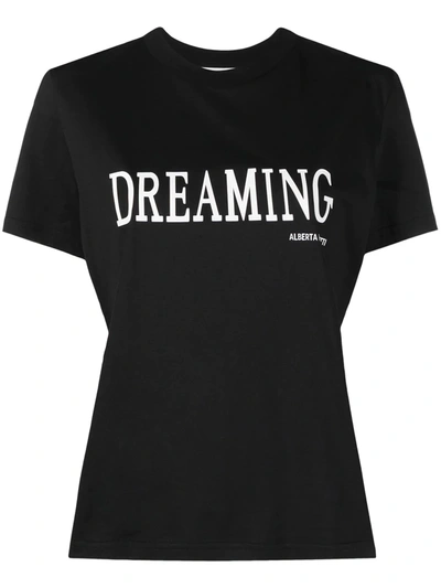 Shop Alberta Ferretti Slogan-print Cotton T-shirt In Black