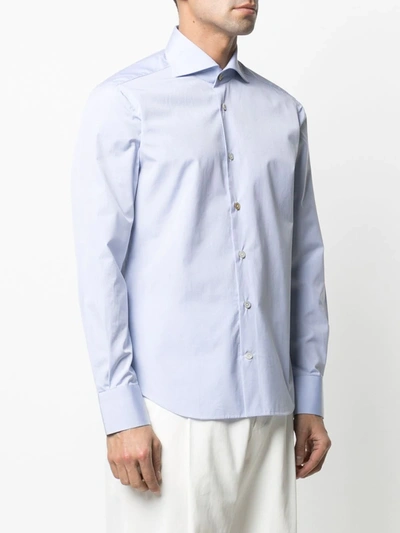 Shop Kiton Spread Collar Shirt In Blue