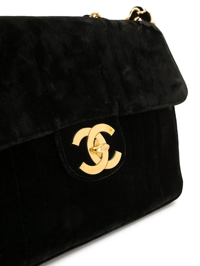 Pre-owned Chanel 1995 Jumbo Mademoiselle Shoulder Bag In Black