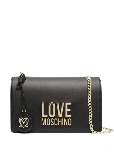 Shop Love Moschino Logo-lettering Shoulder Strap In Black
