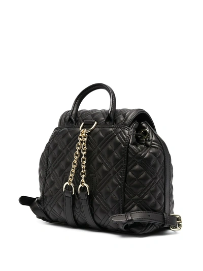 Shop Love Moschino Quilted Logo-lettering Backpack In Black