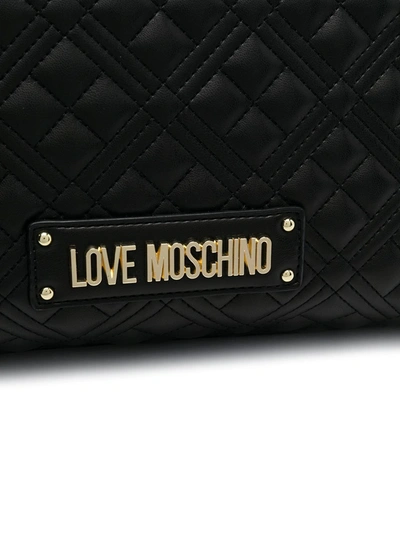 Shop Love Moschino Quilted Large Tote Bag In Black