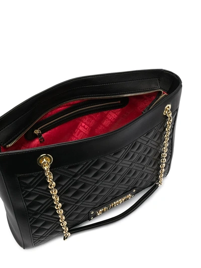 Shop Love Moschino Quilted Large Tote Bag In Black