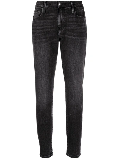 Shop Frame Cropped Mid-rise Jeans In Black