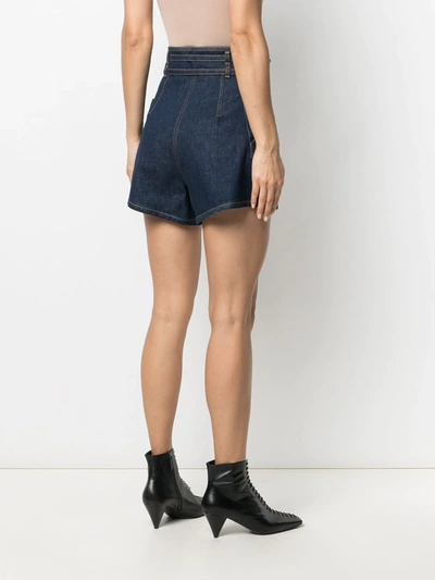 Shop Philosophy Di Lorenzo Serafini High-waisted Denim Shorts In Blue