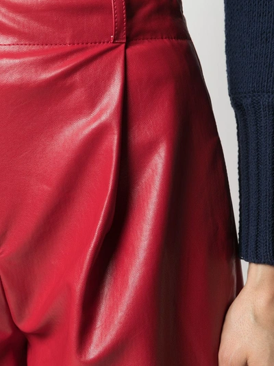 Shop Philosophy Di Lorenzo Serafini Leather-effect Tie-waist Shorts In Red