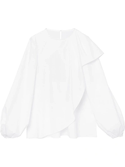 Shop Carolina Herrera Ruffle-embellished Blouse In White