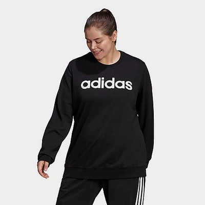 Shop Adidas Originals Adidas Women's Essentials Logo Crewneck Sweatshirt (plus Size) In Black