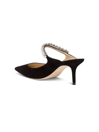 Shop Jimmy Choo Suede Mules With Pearl And Swsrovski Detail In Black
