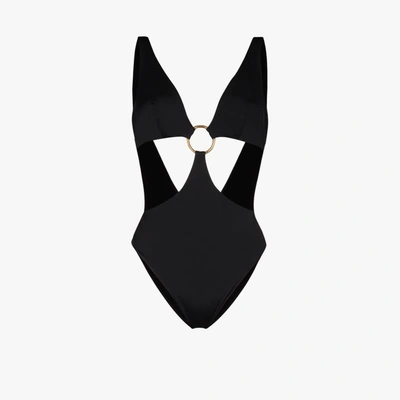 Shop Versace Black Cutout Ring Swimsuit