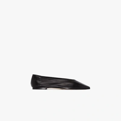 Shop Aeyde Betty Flat Leather Pumps In Black