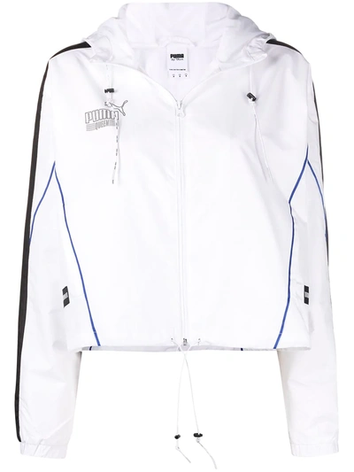 Shop Puma Queen Reflective Logo Sports Jacket In White