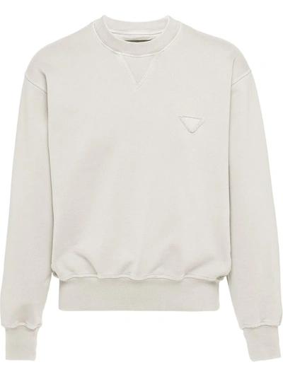 Shop Prada Patch Detail Sweatshirt In Neutrals