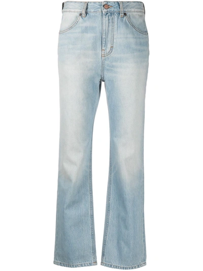 Shop Victoria Victoria Beckham Mid-rise Light-wash Flared Jeans In Blue